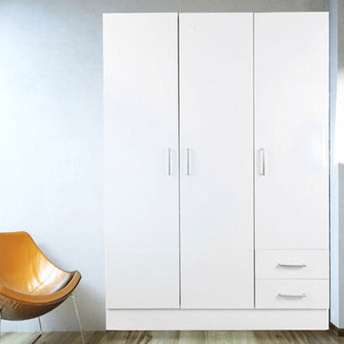Pidema:Armadio guardaroba cameretta in legno con tre ante e due cassetti. Armadi per camerette bianco a prezzi scontati