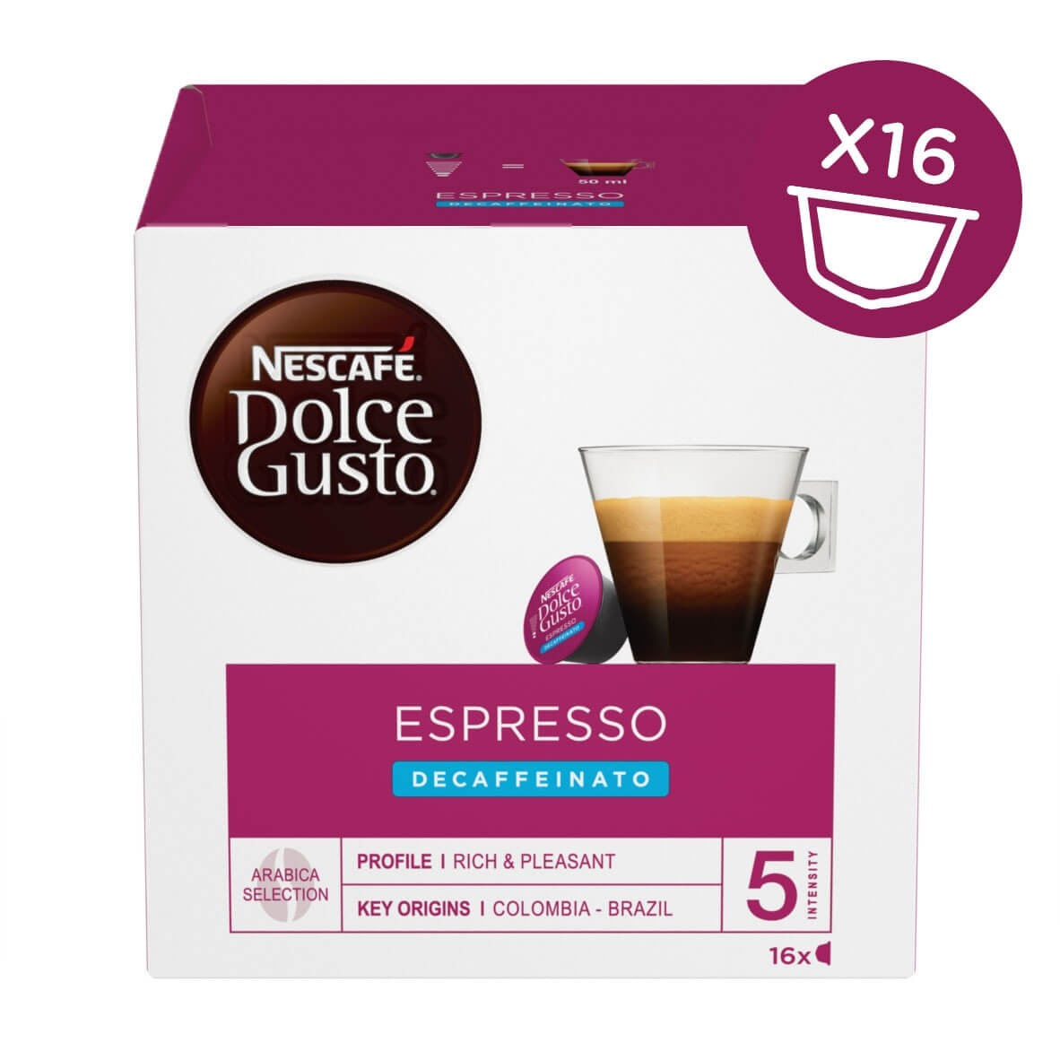 Nescafé caffe' nescafe' dolce gusto 16 capsule *** miscela espresso decaffeinato, confezione 1 Nescafé Dolce Gusto Espresso Decaffeinato Capsule caffè