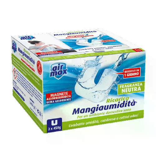 Airmax Assorbi umidità neutra pasticche ricarica sali aria sana pasticca AIRMAX Airmax Ricarica Magnete Mangiaumidità Neutra 2x450g