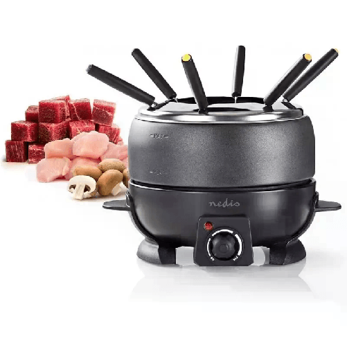 Nedis Set fonduta bourguignonne elettrica 800W 6 forchette 2,3 litri in acciaio inox Nedis FCFO110EBK6 Set per fonduta 2,3 L Nero 6 persona(e)