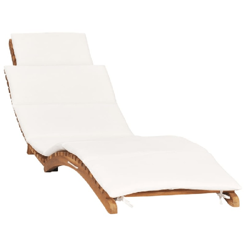VidaXL idaXL Lettino Prendisole Pieghevole con Cuscino Bianco Crema in Teak VidaXL 310667 sedia da esterno