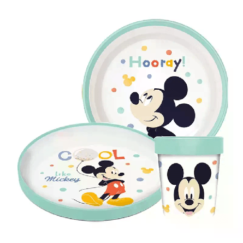 Stor Non-slip microwave safe set set piatto per bambini Multicolore, Bianco