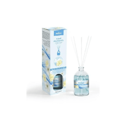 Prady Mikado Deodorante per ambienti neutralizzante degli odori - Bottiglia di vetro da 100 ml e bacchette diffusori