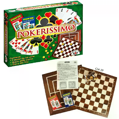Edizione Marca Stella Gioco da tavolo Dama Tria Poker 2 Mazzi 54 Carte Gioco società Pokerissimo Edizione Marca Stella Pokerissimo