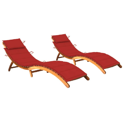 VidaXL Sdraio 2 pz con Cuscini in Legno Massello di Acacia VidaXL 3077367 sedia da esterno