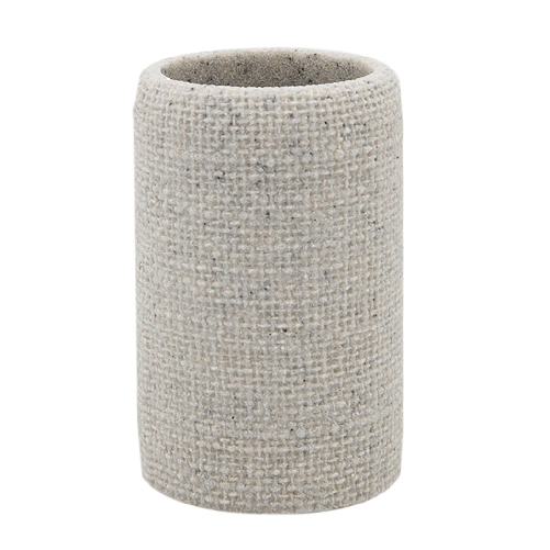 Cleafe-bicchiere Porta Spazzolini Dentifricio Effetto Tela Juta Intrecciato Naturale Bagno 87827 -