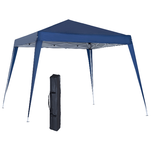 Outsunny Gazebo Pieghevole da Giardino 2.4x2.4m con Struttura in Acciaio e Corde Antivento, Blu