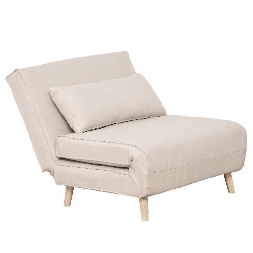 HOMCOM Poltrona Letto 3 in 1 con Schienale Reclinabile in 6 Posizioni, 94x78x80 cm, Beige