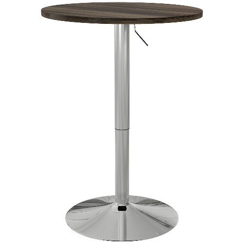 HOMCOM Tavolo Alto da Bar con Altezza Regolabile, Piano Girevole e Base in Acciaio, Ø60x69-91cm, Marrone