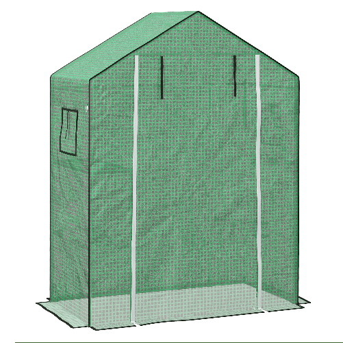 Outsunny Copertura PE per Serra da Giardino con Porta a Cerniera e Finestre, 140x73x190cm, Verde
