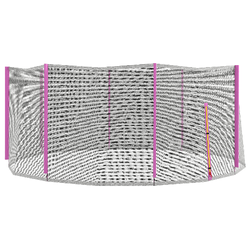 SPORTNOW Rete di Protezione per Trampolini a 8 Pali con Ingresso con Cerniera, in PE, Ø366x180 cm, Nero e Rosa