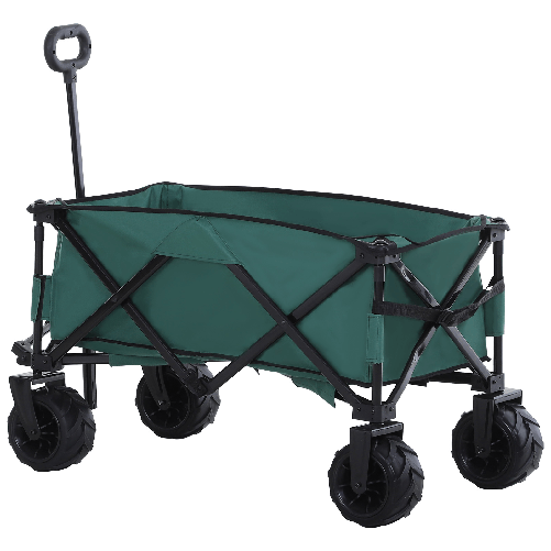 Outsunny Carrello da Giardino Carico max 70kg con Maniglia Telescopica, in Metallo e Tessuto Oxford, 108x55 cm, Verde
