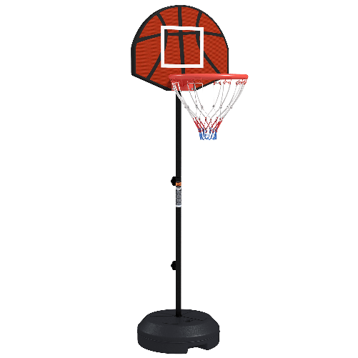 SPORTNOW Canestro Basket con Bersaglio Freccette 2 in 1, in Acciaio e PE, 38.5x48.5x179 cm, Nero e Marrone