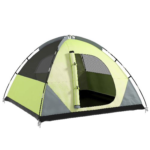 Outsunny Tenda da Campeggio 3 Posti a Cupola, Impermeabile e Anti UV, 300x300x180 cm, Giallo e Grigio