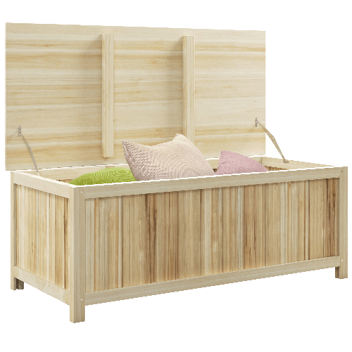 Outsunny Panca Contenitore da Giardino da 172L in Legno di Abete, 120x55x45cm, Colore Legno