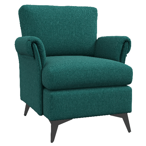 HOMCOM Poltrona d'arredo in Tessuto Effetto Lino Traspirante con Braccioli Arrotolati, 70x73x83 cm, Verde
