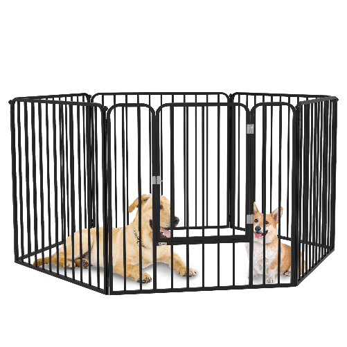PawHut Recinto per Cani a 6 Pannelli Modulabili da Interno ed Esterno, in Acciaio, 164x83x80 cm, Nero