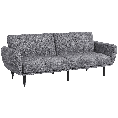 HOMCOM Divano Letto 3 Posti con Schienale Reclinabile a 3 Livelli in Tessuto, 208x84x82cm, Grigio