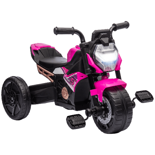 AIYAPLAY Triciclo Elettrico per Bambini 18-36 Mesi 3 in 1 con Fari, Musica e Clacson, in PP e Acciaio, 75x43x47 cm, Rosa