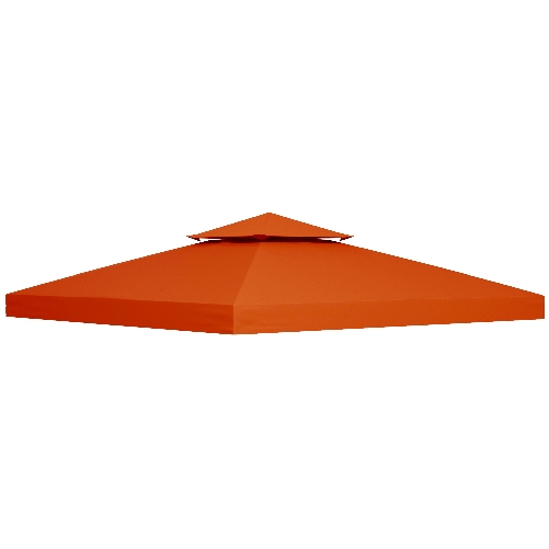 Outsunny Copertura per Gazebo 3x3 m a 2 Livelli in Poliestere Resistente con 8 Fori di Drenaggio, Rosso Ruggine