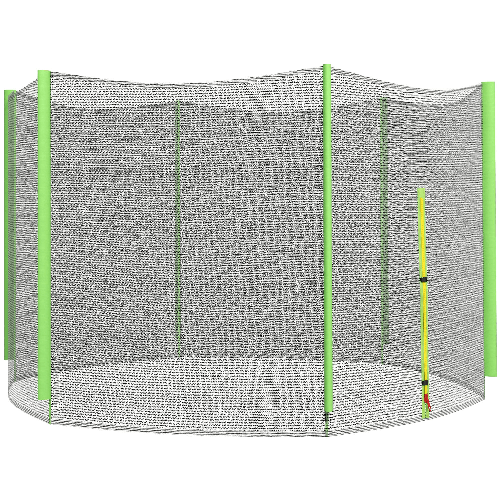 SPORTNOW Rete di Protezione per Trampolini a 6 Pali con Ingresso con Cerniera, in PE, Ø305x180 cm, Nero e Verde