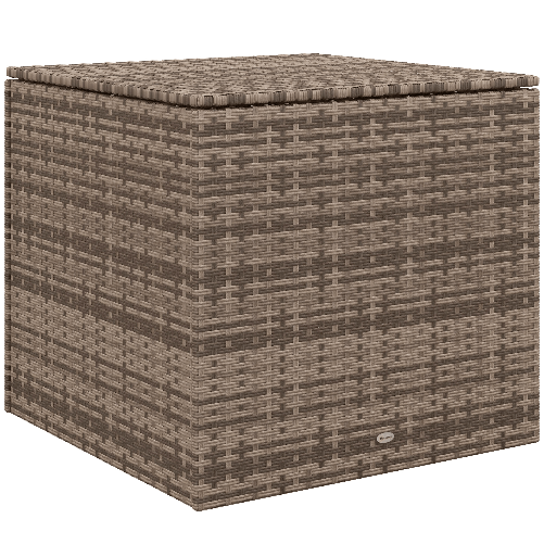 Outsunny Baule da Esterno in Rattan PE e Acciaio con Fodera Interna, 75x75x70 cm, Nero e color Sabbia