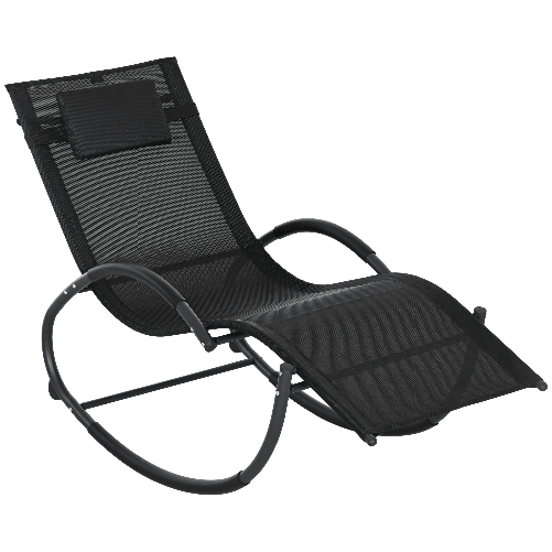Outsunny Sedia Sdraio a Dondolo Zero-Gravity da Esterno Impermeabile con Poggiatesta, 155x61x88 cm, Nero