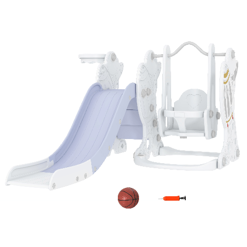 AIYAPLAY Gioco per Bambini 18-48 Mesi, Set 3 in 1 in Plastica con Altalena, Scivolo e Canestro, 150x185x92 cm,