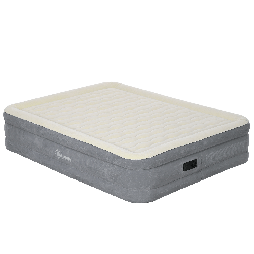 Outsunny Letto Gonfiabile Singolo con Pompa di Gonfiaggio Inclusa e Borsa, 92x203x46 cm, Beige