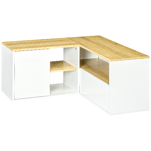 HOMCOM Mobile TV a L per TV da 40" con 3 Ripiani Aperti e 2 Armadietti, in Truciolato, 90x90x45 cm