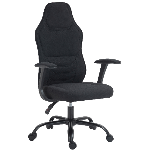 HOMCOM Sedia da Gaming Reclinabile con Supporto Lombare, Altezza Regolabile e Seduta Girevole in Tessuto, Nero