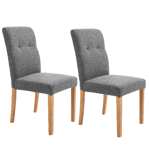 HOMCOM Set 2 Sedie da Pranzo Imbottite con Schienale Alto e Gambe in Legno, 50x62x96 cm, Grigio Scuro