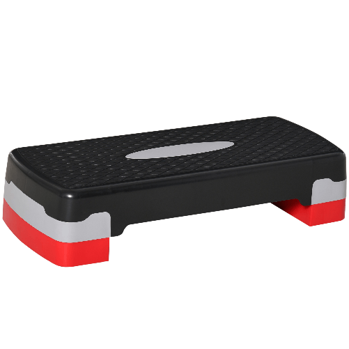 HOMCOM Step Fitness per Aerobica con Altezza Regolabile 10-15 cm, 68x29cm Nero e Rosso