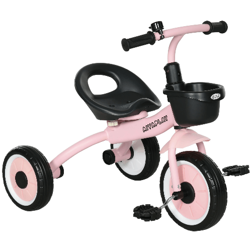 AIYAPLAY Triciclo per Bambini da 2-5 Anni con Seduta Regolabile e Campanello, 70.5x50x58cm, Rosa