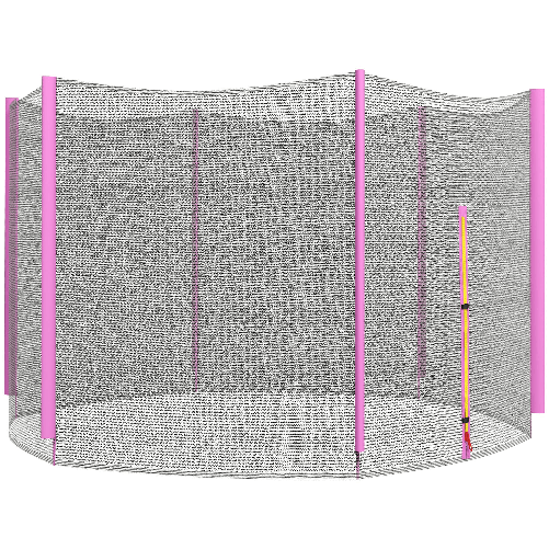 SPORTNOW Rete di Protezione per Trampolini a 6 Pali con Ingresso con Cerniera, in PE, Ø305x180 cm, Nero e Rosa