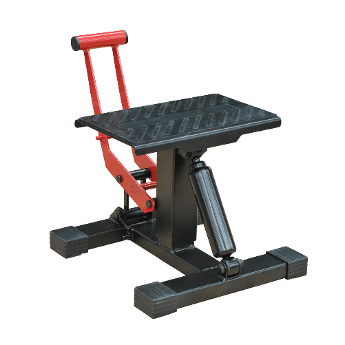 HOMCOM Cavalletto Alzamoto ad Altezza Regolabile con Manovella, in Acciaio e Gomma, 28x17.5x24.5-35.5 cm, Nero e Rosso
