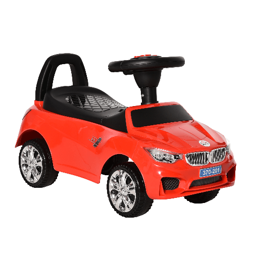 HOMCOM Macchinina per Bambini Cavalcabile con Volante, Fari e Musiche, Età 18-36 Mesi, Rosso