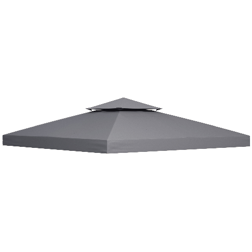 Outsunny Tetto di Ricambio per Gazebo 3x3m a 2 Livelli e Resistente ai Raggi UV, Grigio Scuro