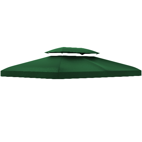 Outsunny Copertura per Gazebo 4x3 m a 2 Livelli in Poliestere con Cinghie e 10 Fori di Drenaggio, Verde