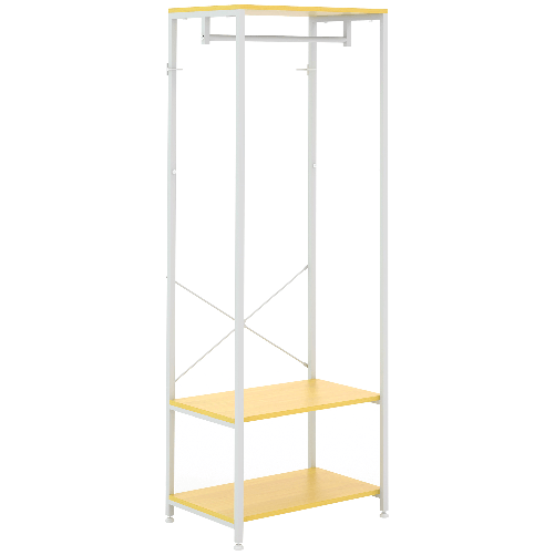HOMCOM Mobile Appendiabiti 2 in 1 con Ripiano a 2 Livelli, in Acciaio e Truciolato, 60x40x167.5 cm