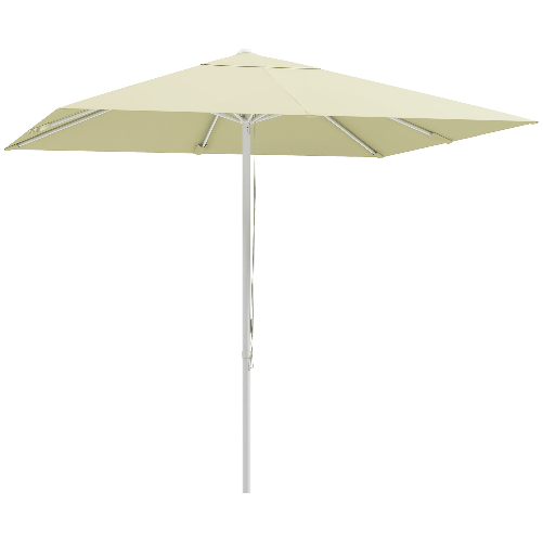 Outsunny Ombrellone da Esterno da 2.5 m ad Altezza Regolabile in Alluminio, Metallo e Poliestere, Bianco Beige