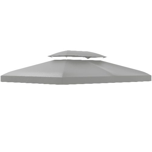 Outsunny Copertura per Gazebo 4x3 m a 2 Livelli in Poliestere con Cinghie e 10 Fori di Drenaggio, Grigio
