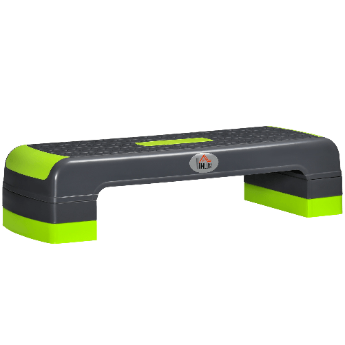 HOMCOM Step Fitness per Aerobica Regolabile su 3 Altezze 10-15-20 cm in Plastica, Verde e Grigio
