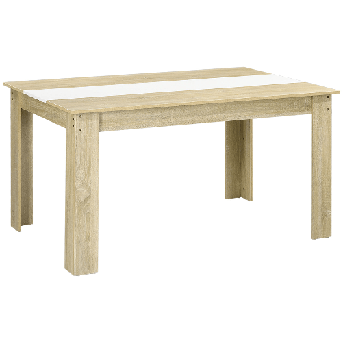 HOMCOM Tavolo da Pranzo Moderno per 6 Persone max, in Truciolato, 140x89.5x75 cm, Bianco e color Rovere