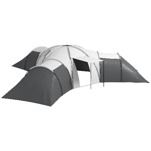 Outsunny Tenda da Campeggio 6 Posti Impermeabile con 3 Aree Notte, Soggiorno e Portico, in tessuto Oxford, Grigio