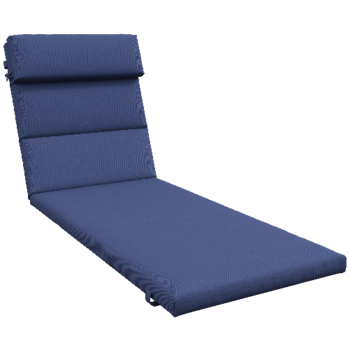 Outsunny Cuscino per Sdraio e Lettino Prendisole in Tessuto con Lacci di Fissaggio, Blu Scuro