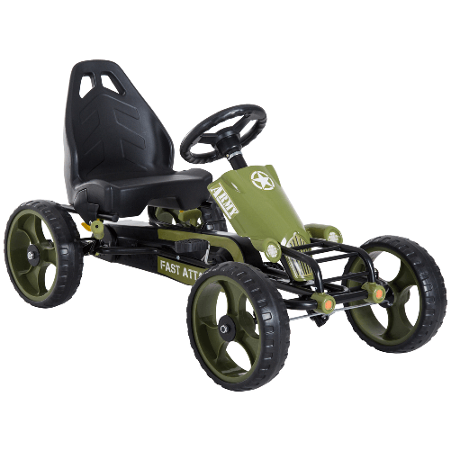 HOMCOM Go Kart a Pedali per Bambini da 3-6 Anni con Sedile Regolabile e Freno a Mano, Verde