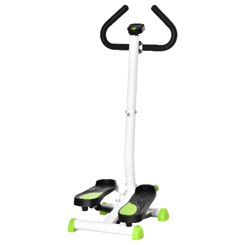 HOMCOM Stepper con Manubrio, Pedali Antiscivolo e Monitor LCD, in Acciaio e ABS, 55x44x108 cm, Bianco Nero e Verde