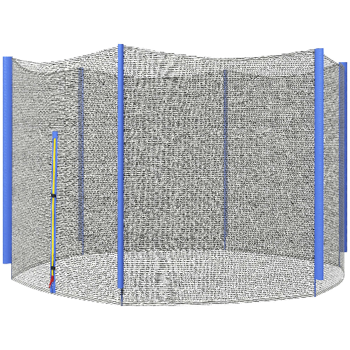 SPORTNOW Rete di Protezione per Trampolini a 6 Pali con Ingresso con Cerniera, in PE, Ø244x180 cm, Nero e Blu