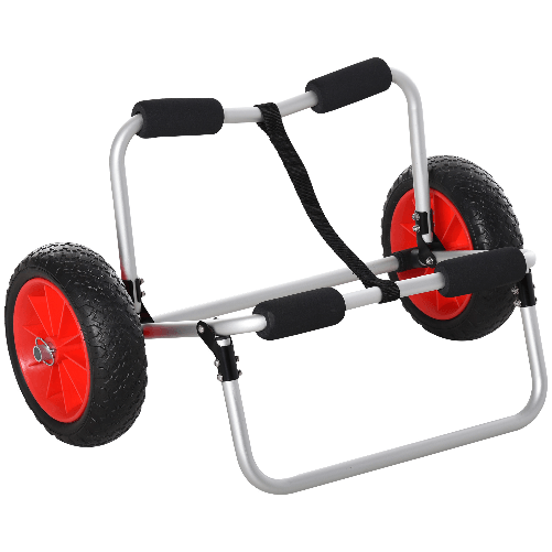 HOMCOM Carrellino da Spiaggia Pieghevole per Kayak e Canoa con Paraurti, in Alluminio e NBR, 70x40x42 cm